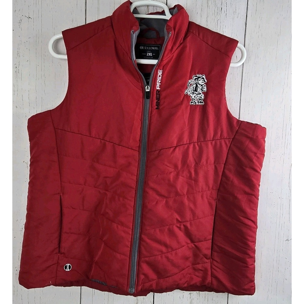 Holloway Vest  Women's 2XL Miners Pride Puffy Full-Zip Logo Lightweight Red‎